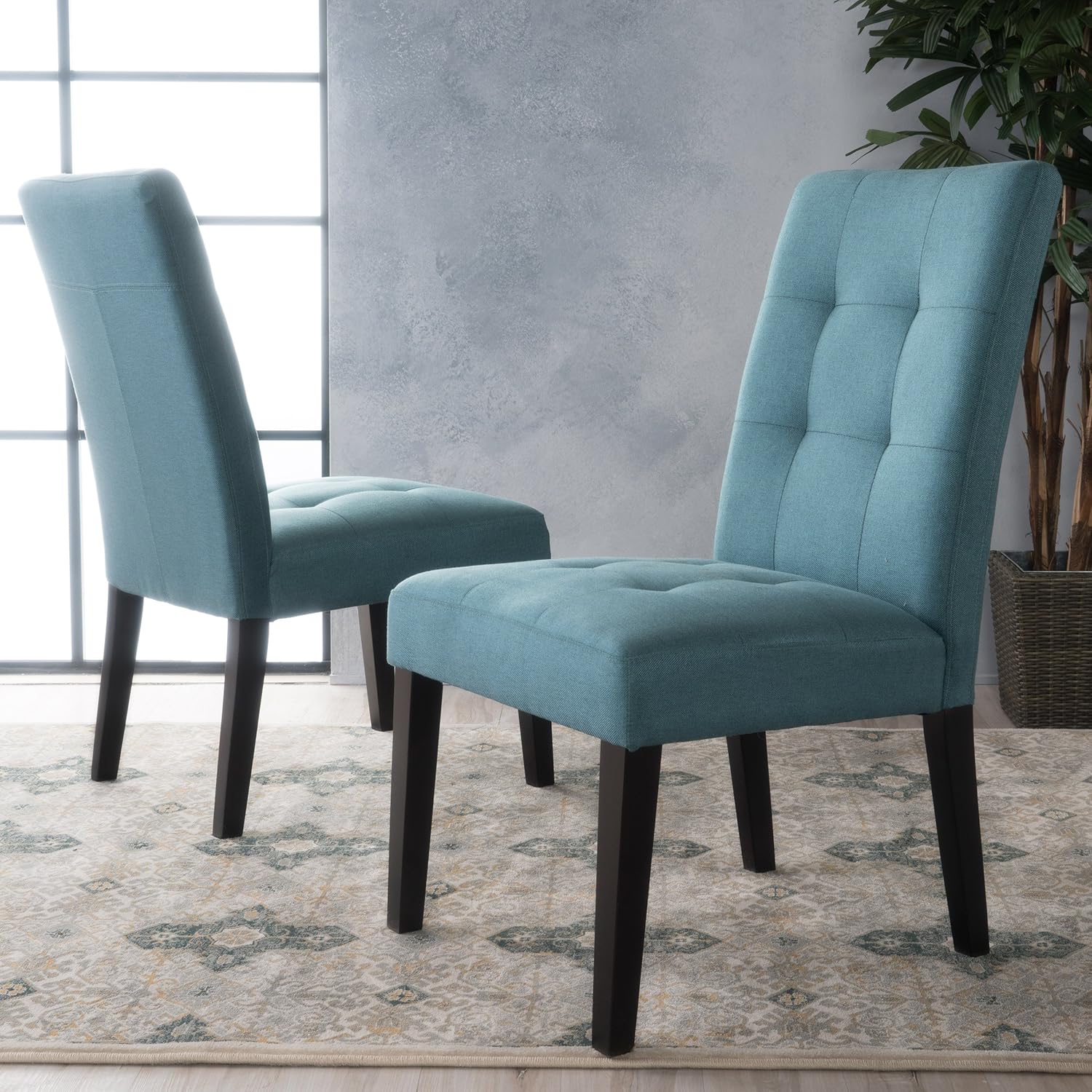 Christopher Knight Home 299869 Bronson Fabric Dining Chair (Set Of 2), Teal