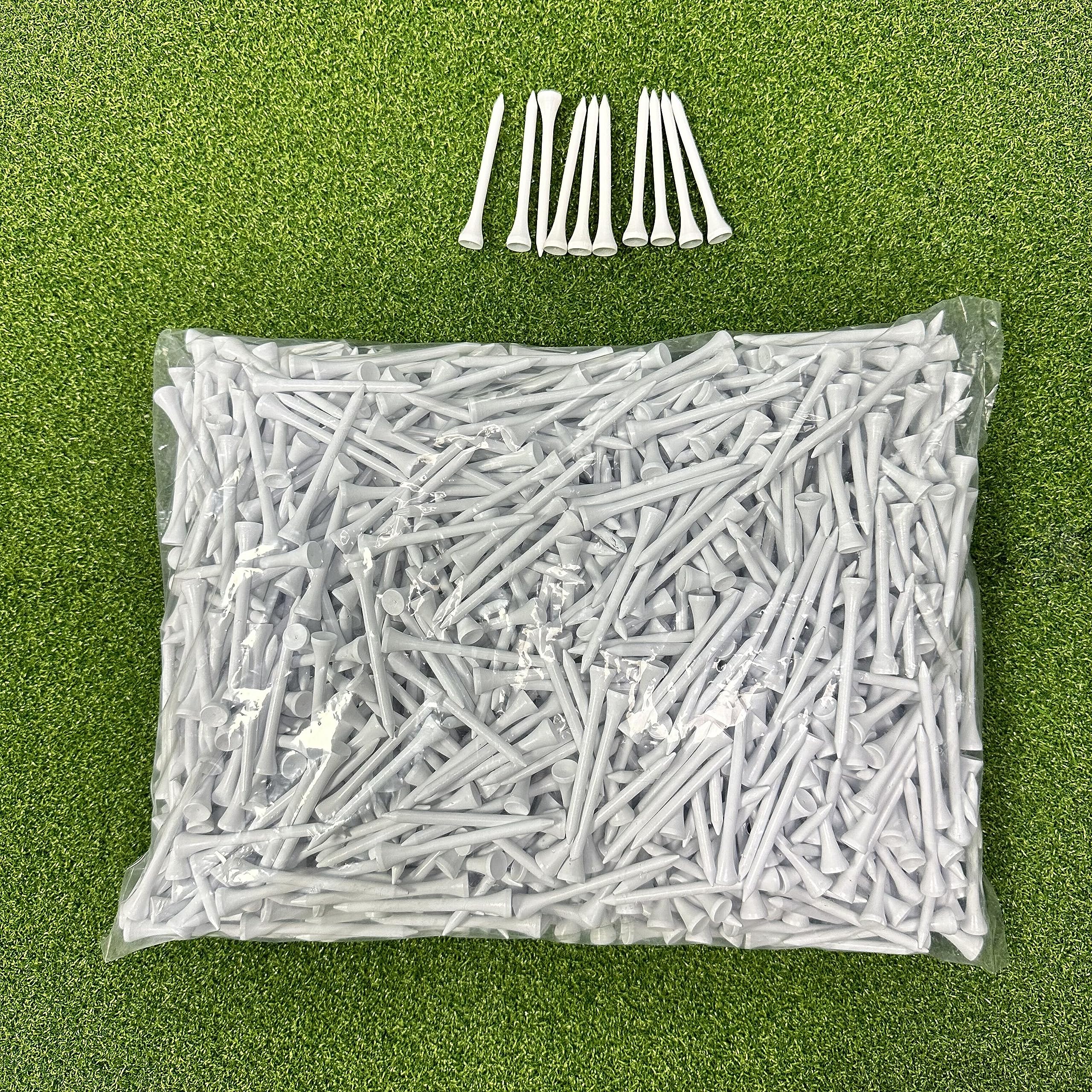 HH-GOLF 70mm 2 3/4" White Wooden Golf Tees, Sturdy, Biodegradable tees Pack of 1000