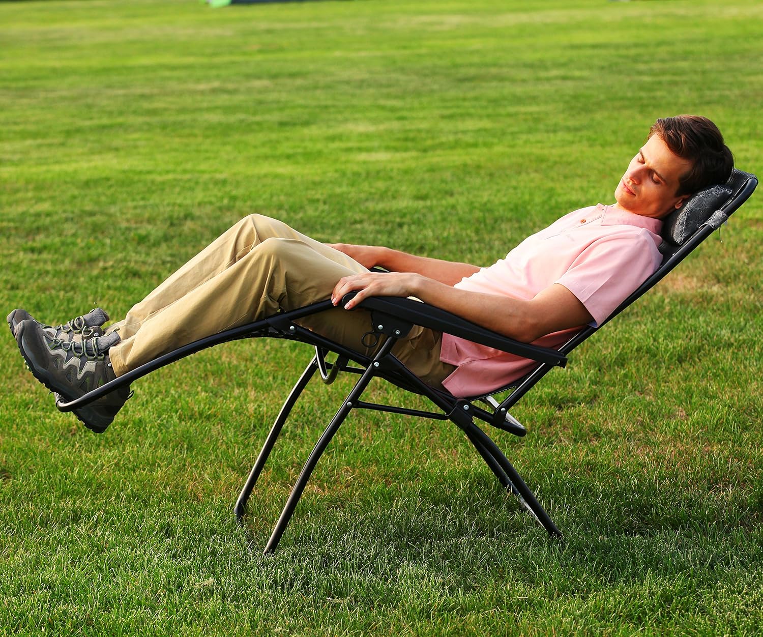 KingCamp Zero Gravity Lounger Patio Chair Textilene Folding Reclining Oversized Free-Adjustable with Headrest Pillow for Garden Outdoor Yard Beach Support 264lbs, Gray, 65 x 25.6 x 44.1 inches: Sports & Outdoors
