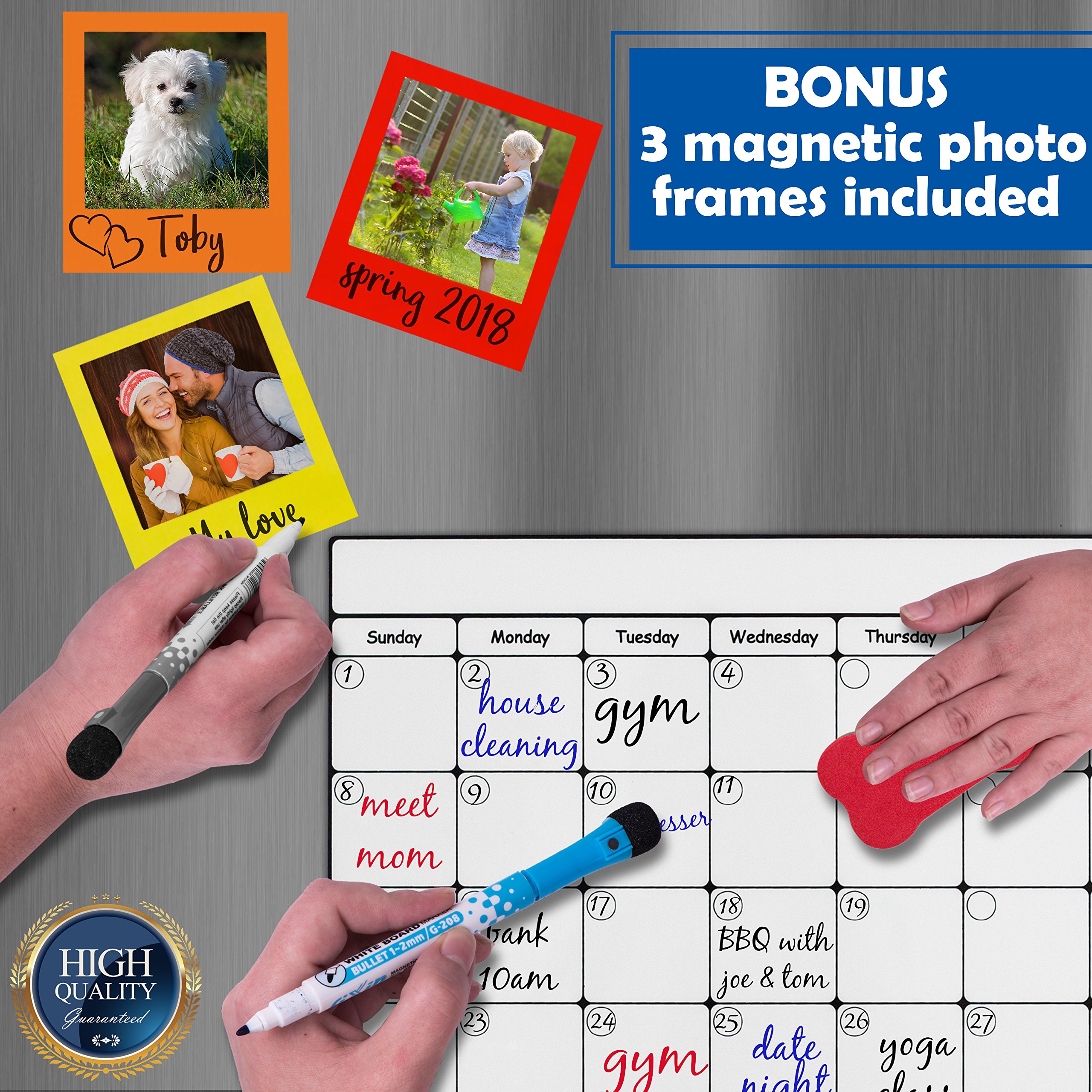 Smart Magnetic Dry Erase Calendar - Refrigerator Whiteboard Monthly Planner Will Organize Your Life to a Tee - 17\