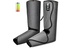 SHINE WELL Leg Massager for Circulation, Rechargeable Air Compression Leg Massager with Built-on Controller, 3 Modes 3 Intensities Cordless Leg Compression Massager for Pain Relief Home and Office Use
