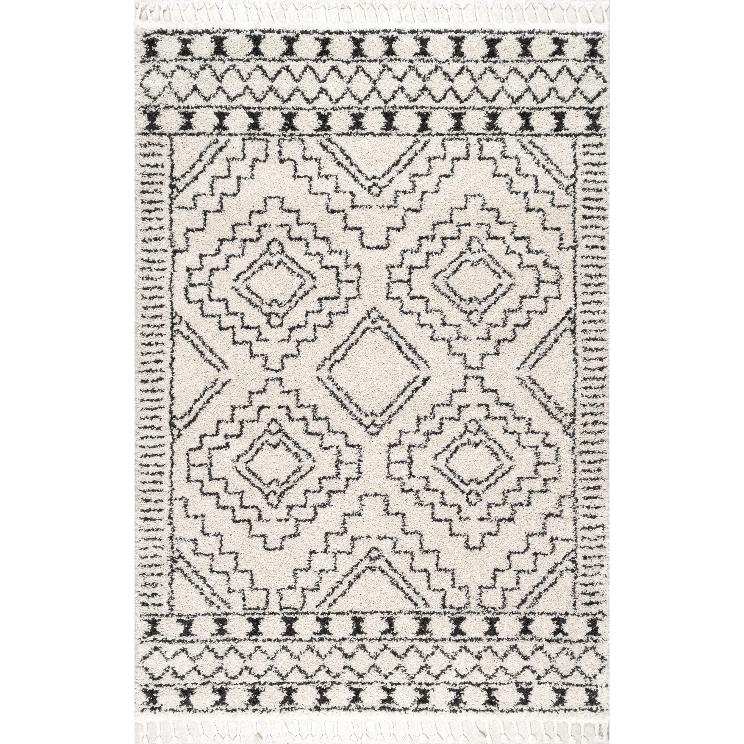 7' 10", nuLOOM GCDI02A Vasiliki Moroccan Tribal Shag Rug, Off White