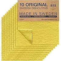 SUPERSCANDI 10 Pack Yellow Swedish Dishcloths Eco Friendly Reusable Sustainable Biodegradable Cellulose Sponge Cleaning Cloth