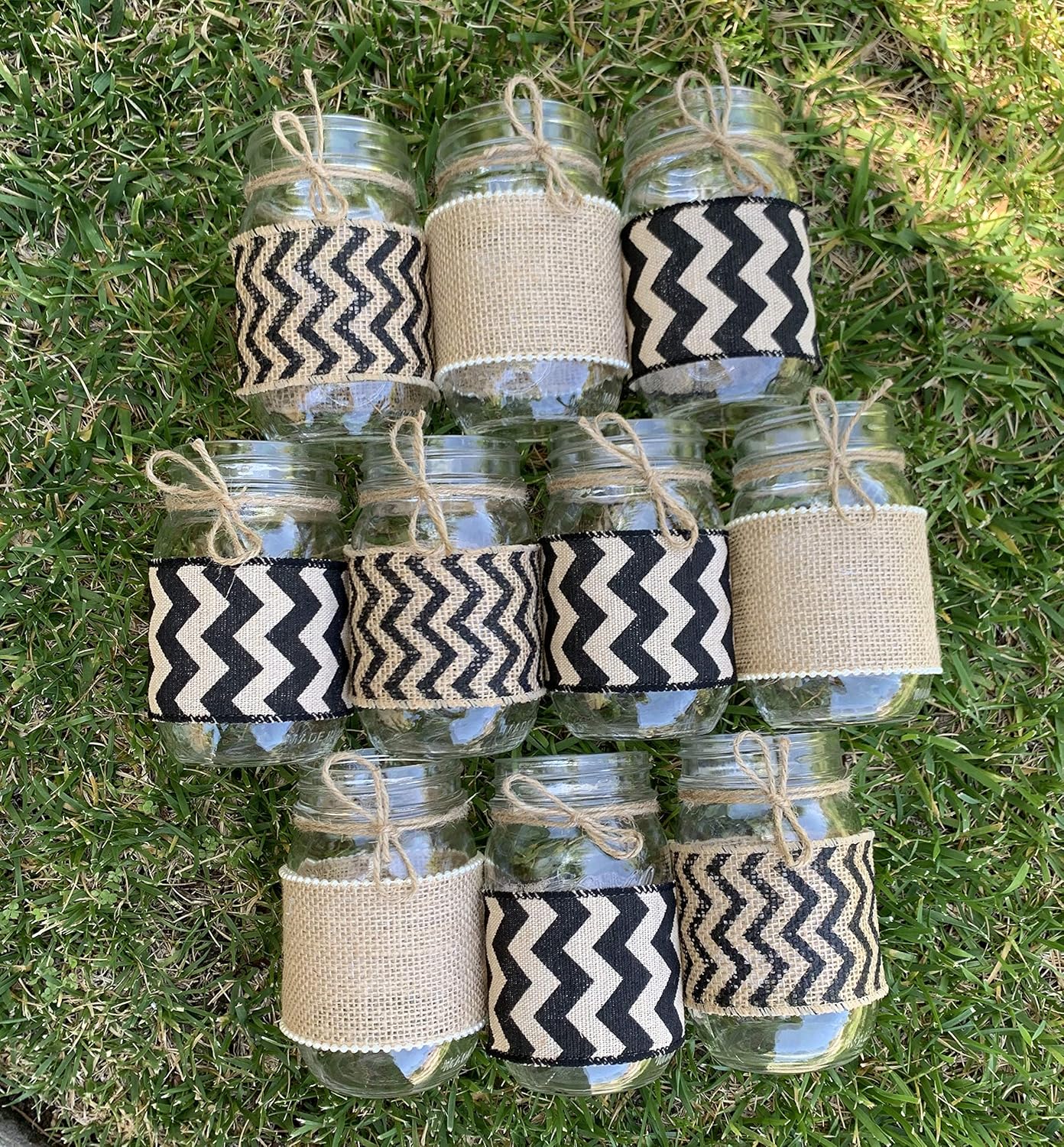 Amazon Com Black And Burlap Sleeves For Mason Jars Mason Jar