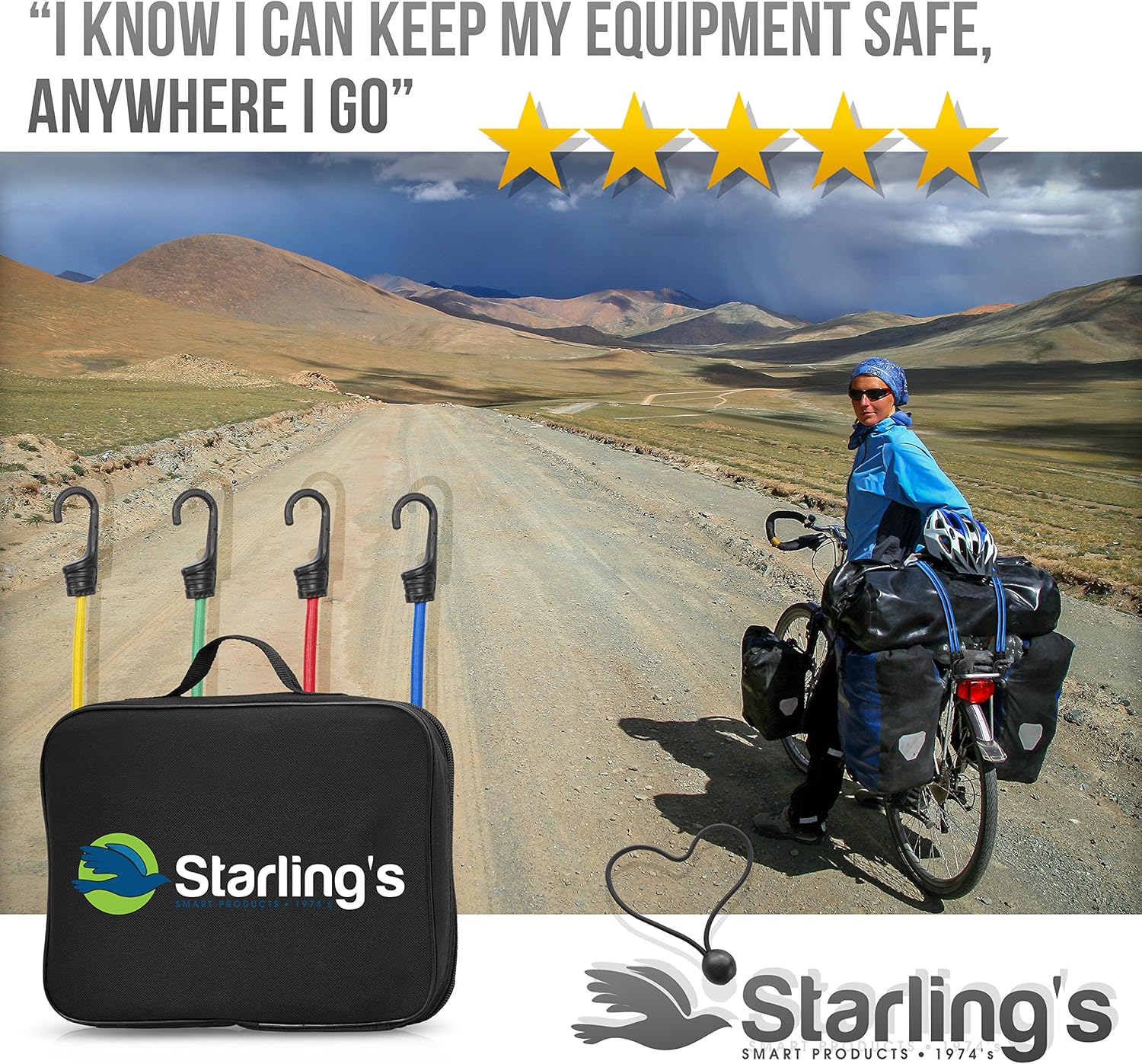 Starling's Bungee Cords with Hooks – Heavy Duty Bungie Straps Assortment Set of 24 100% Latex – Elastic Stretch Cord, Pull Ropes for Motorcycle Truck Car Trailer Camper Bike W/Bungees Ball-Canopy Tie: Automotive