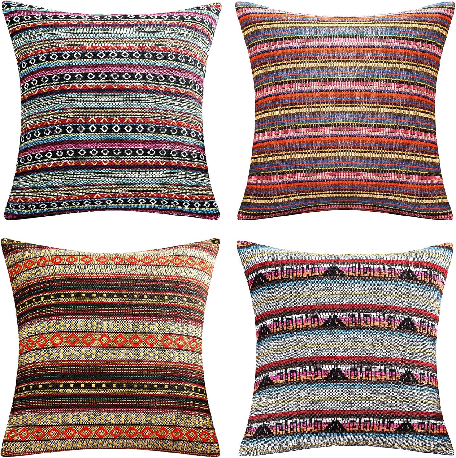 AmHoo Bohemian Retro Stripe Throw Pillow Covers Double