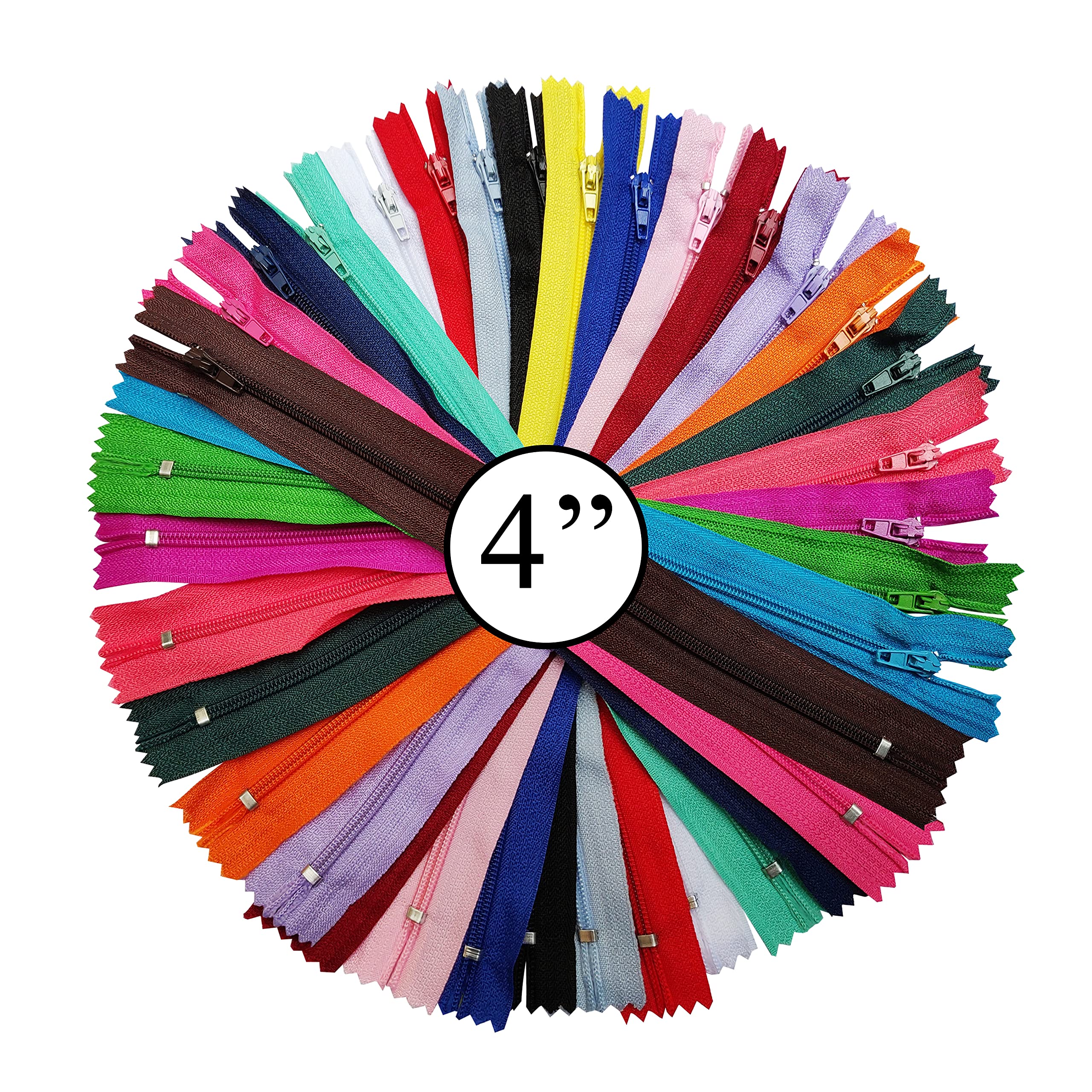 KGS Nylon Zipper for Sewing Crafts | 20 Assorted Colours | Size: 4 Inch / 10 cm | 20 Zippers/Pack | Multicolor #3 Zippers for Sewing Supplies and Replacement in Bags, Pouches, Skirts, Dresses