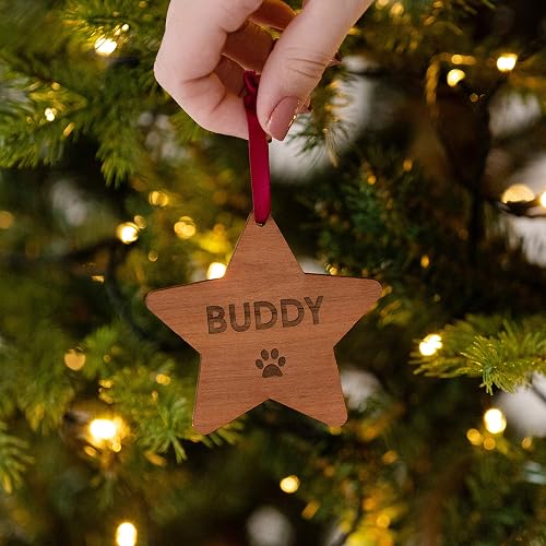 Personalised Pet Christmas Bauble Personalized Xmas Tree Decorations For Dog Cat Unique Engraved Wooden Ornament Amazon Co Uk Handmade