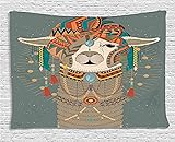 Ambesonne Llama Tapestry, Colorful Headwear Wearing