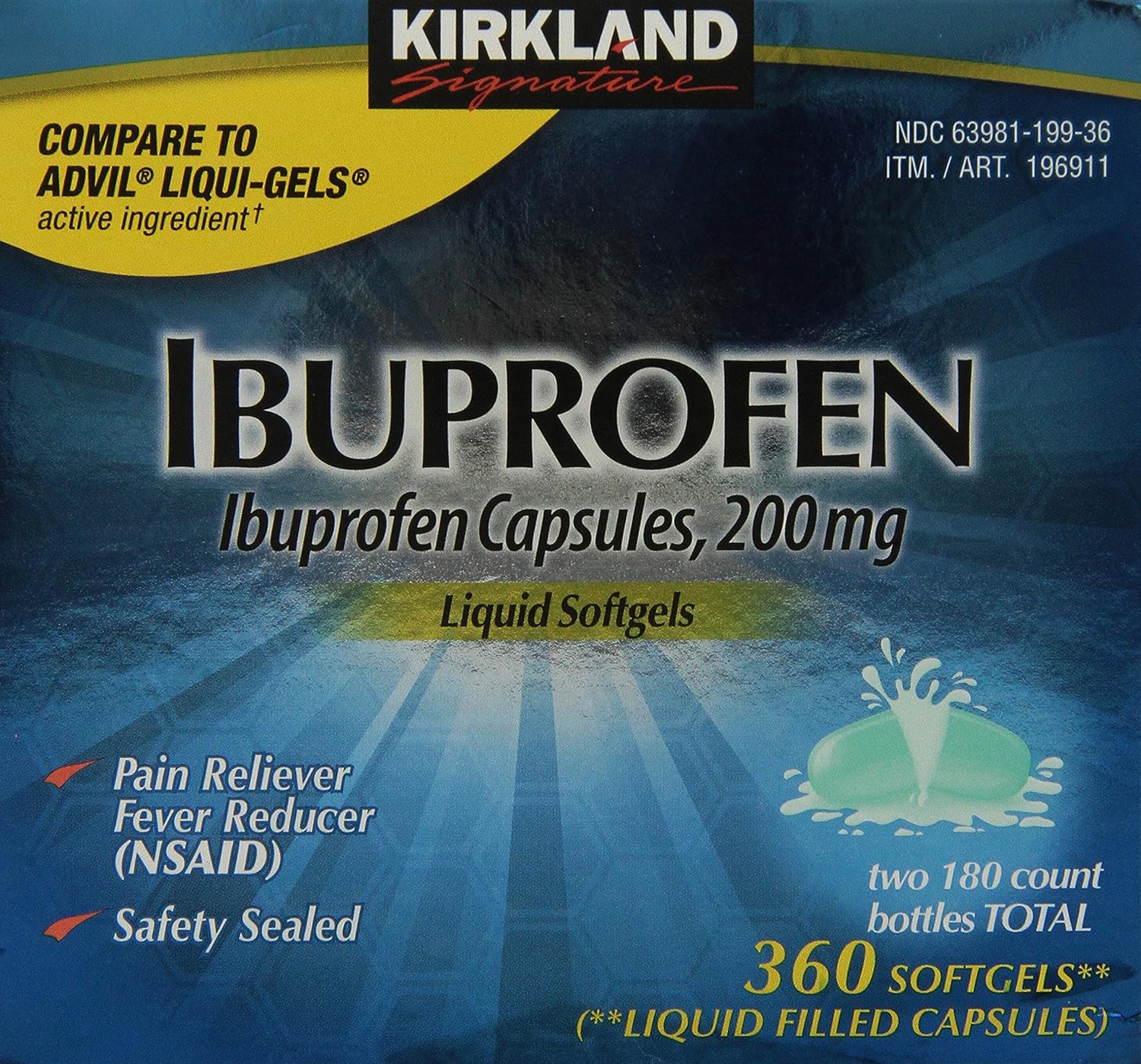 Kirkland Signature Ibuprofen Liquid Softgels 200mg, 360 Capsules: Health & Personal Care