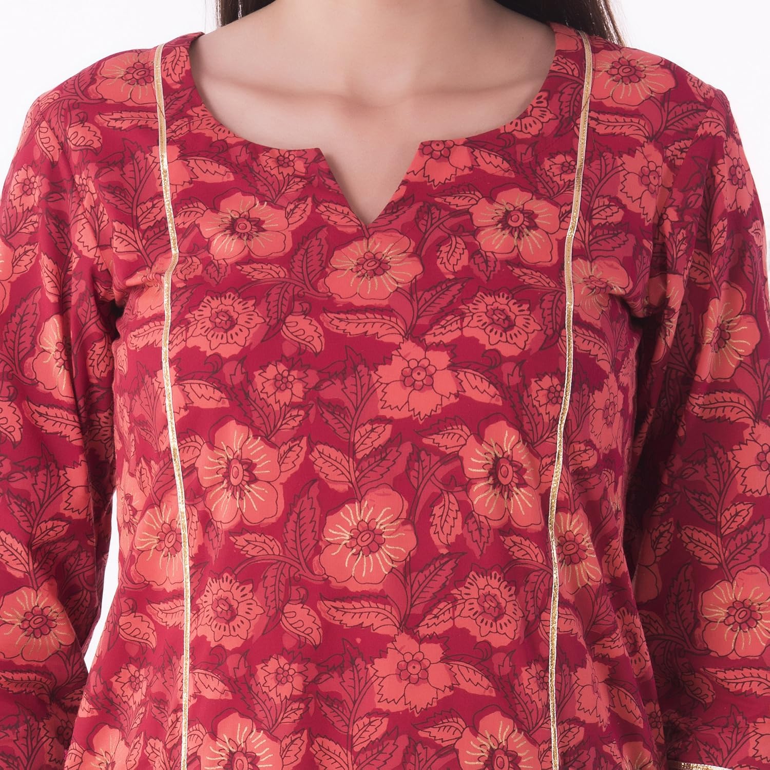 khushal k women's cotton printed kurti with palazzo set