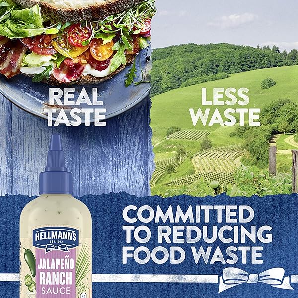 HELLMANN’S DRESSING AND DIP FOR BURGERS, SANDWICHES, AND MORE JALAPENO RANCH DRIZZLE SAUCE SQUEEZE BOTTLE 9 OZ