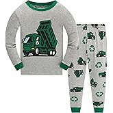 Akyzic Toddler Boys Planet Pajamas Dinosaur Cotton Kids Truck 2 Piece Train Kids Pjs Sleepwear Clothes Set 3-10T