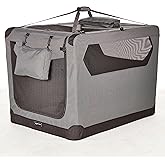 Amazon Basics Portable Foldable Soft Pet Dog Crate Carrier Kennel with Mesh Windows, Ventilation, Pockets for Large Dogs, 42 