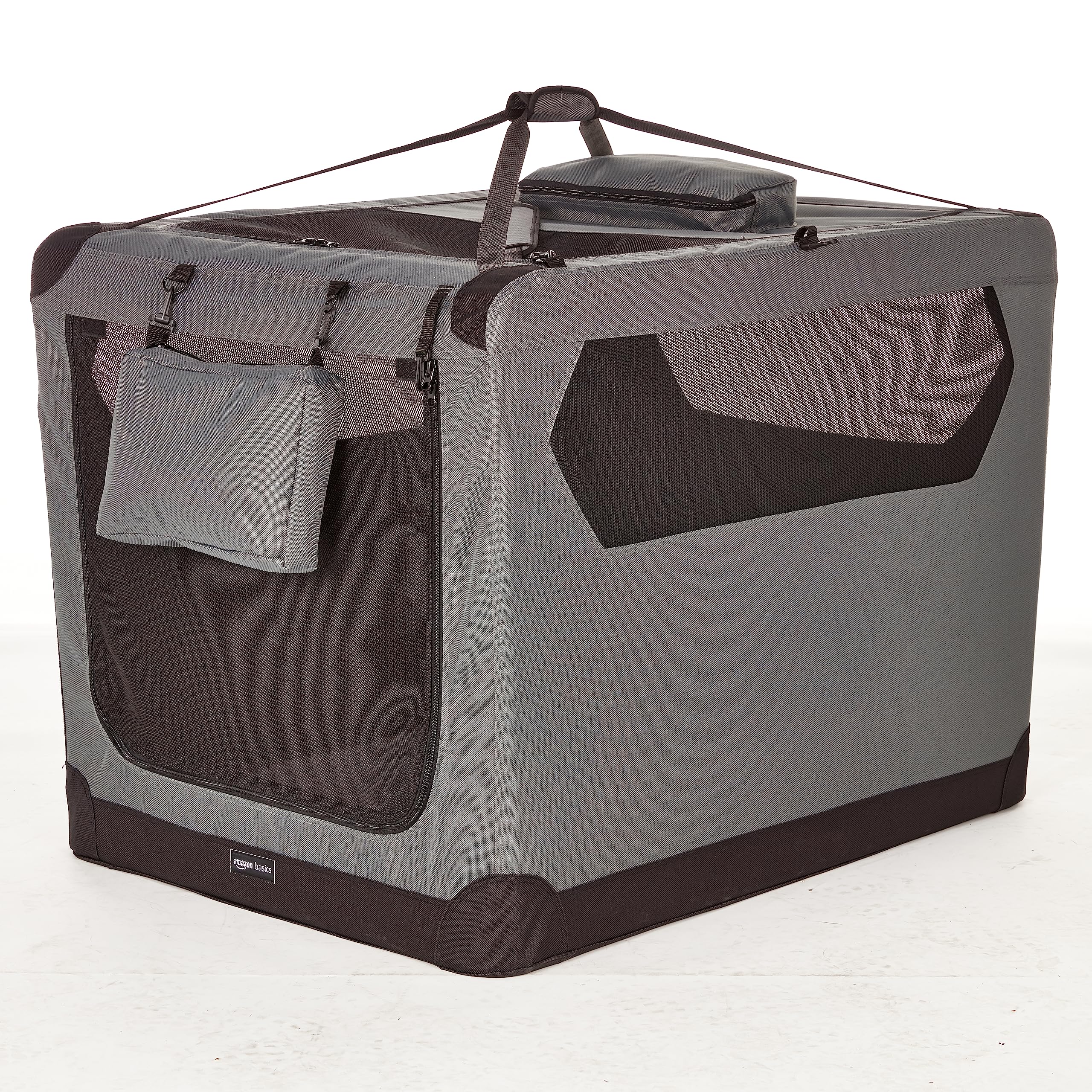 Photo 1 of Amazon Basics Folding Portable Soft Pet Dog Crate Carrier Kennel, 42 x 31 x 31 inches, Grey