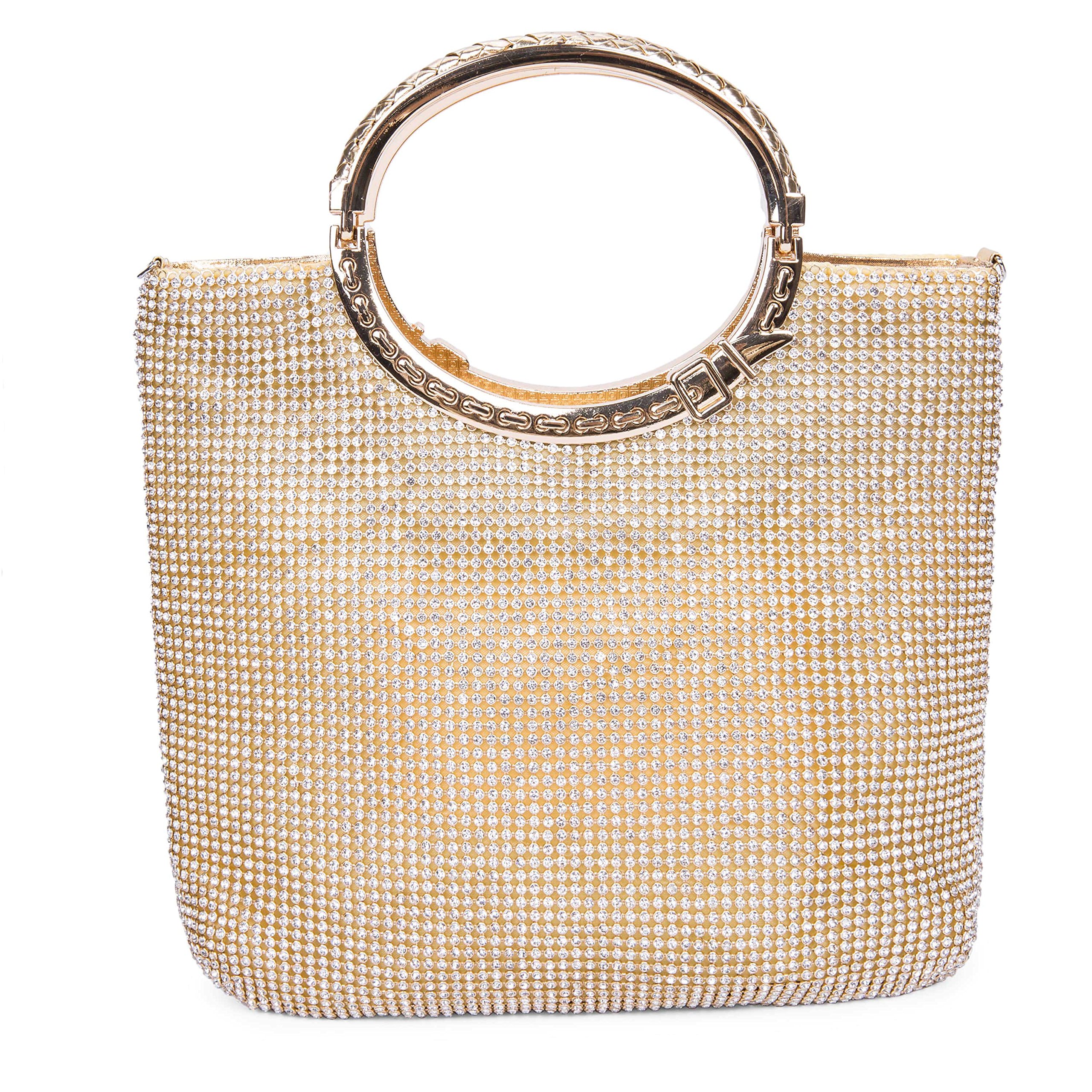 Women Evening Party The high-end portable diamond Clutch Bag Gold