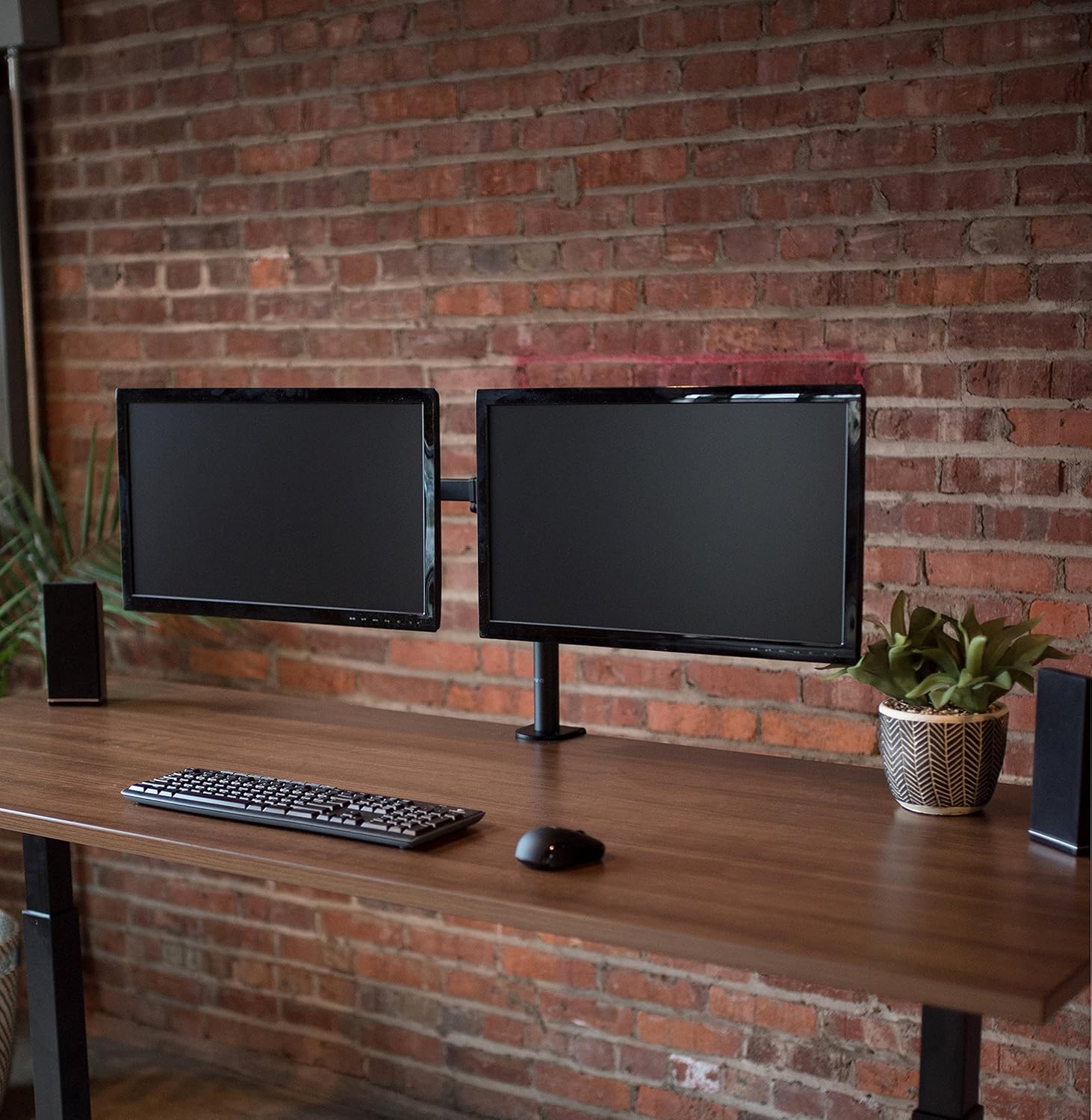 VIVO Dual LCD Monitor Desk Mount Stand Heavy Duty Fully Adjustable fits 2 /Two Screens up to 27" (STAND-V002): Computers & Accessories