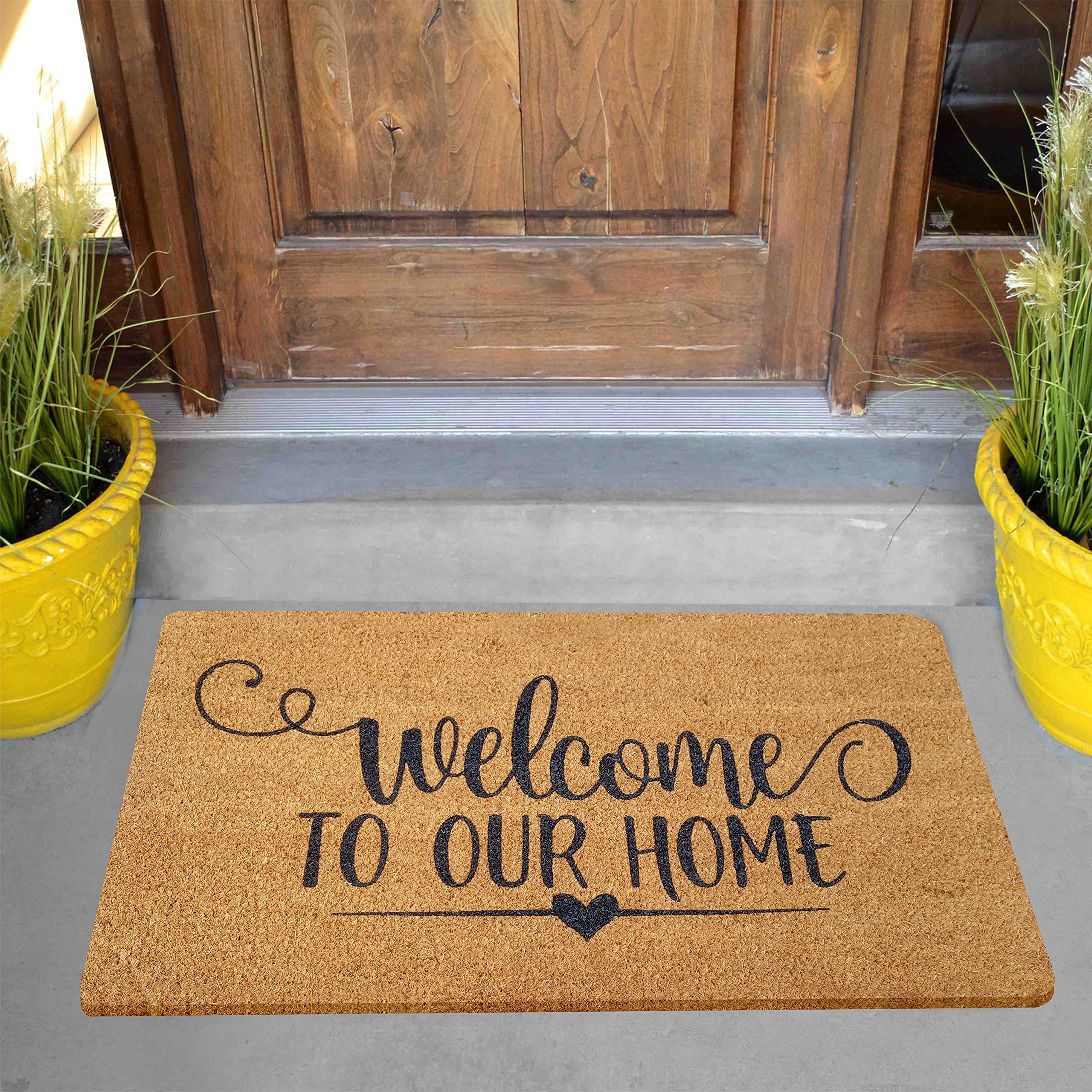 VORX Door Mat Large PVC Backed Coir Entrance Heavy Duty 75cm X 45cm Indoor Outdoor Main Door Bedroom Shops Offices Gyms WELCOME TO OUR HOME 1% of Sale value will be Donated to Hospital