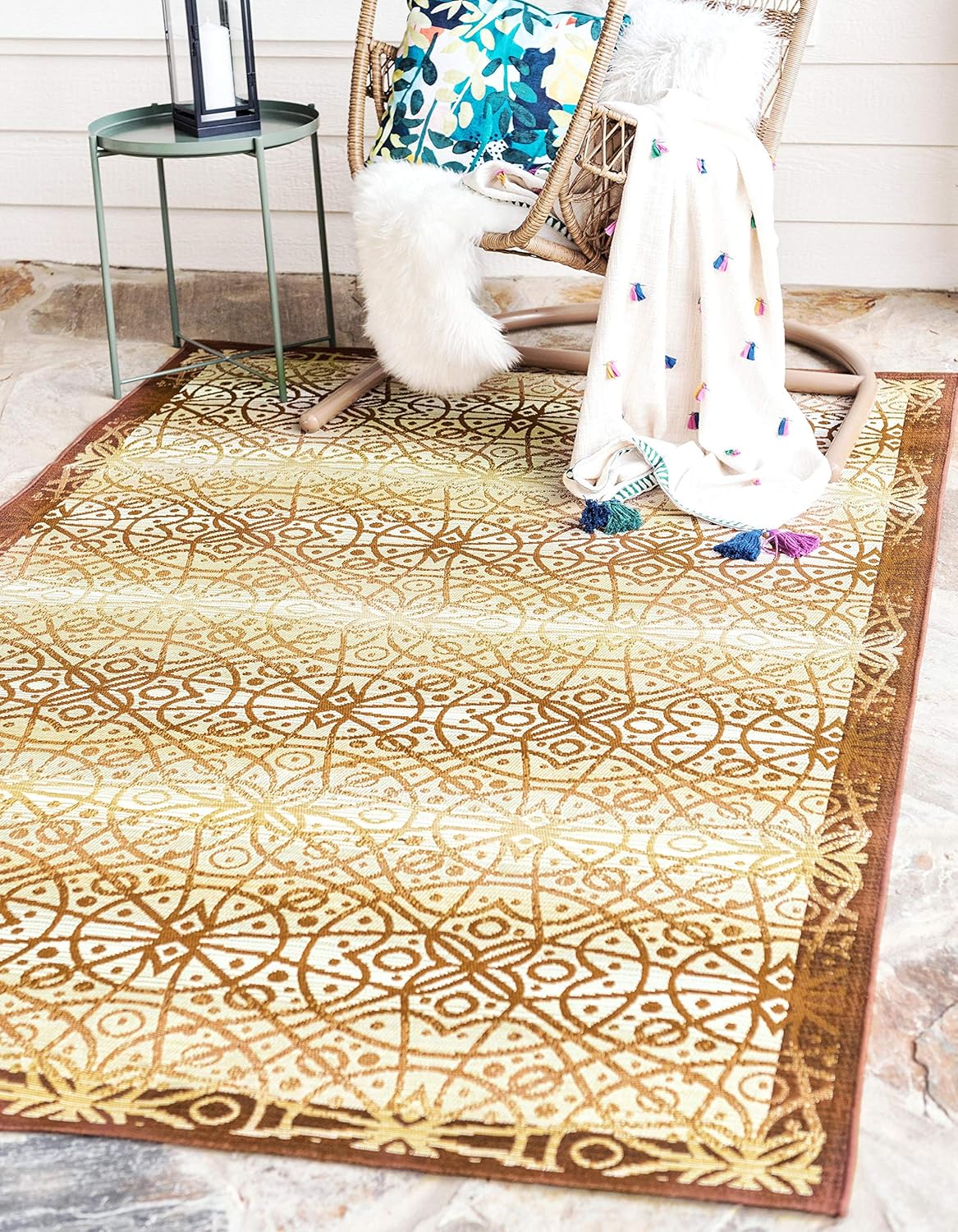 Unique Loom Outdoor Trellis Collection Geometric Vintage Transitional Indoor and
