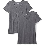 Amazon Essentials Women's Classic-Fit Short-Sleeve V-Neck T-Shirt, Multipacks