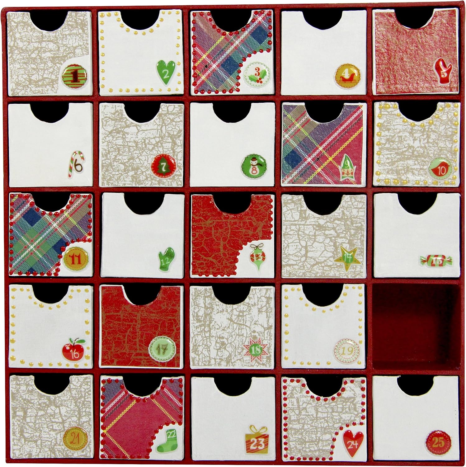 Décopatch Mache Multi-Drawer/Advent Calendar, Brown, 5x25x25cm - Image 5