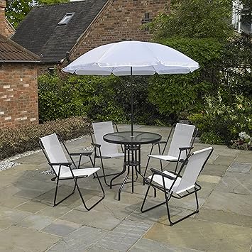 Kingfisher 6 Piece Cream Garden Furniture, Patio Set inc. 4 x Chairs