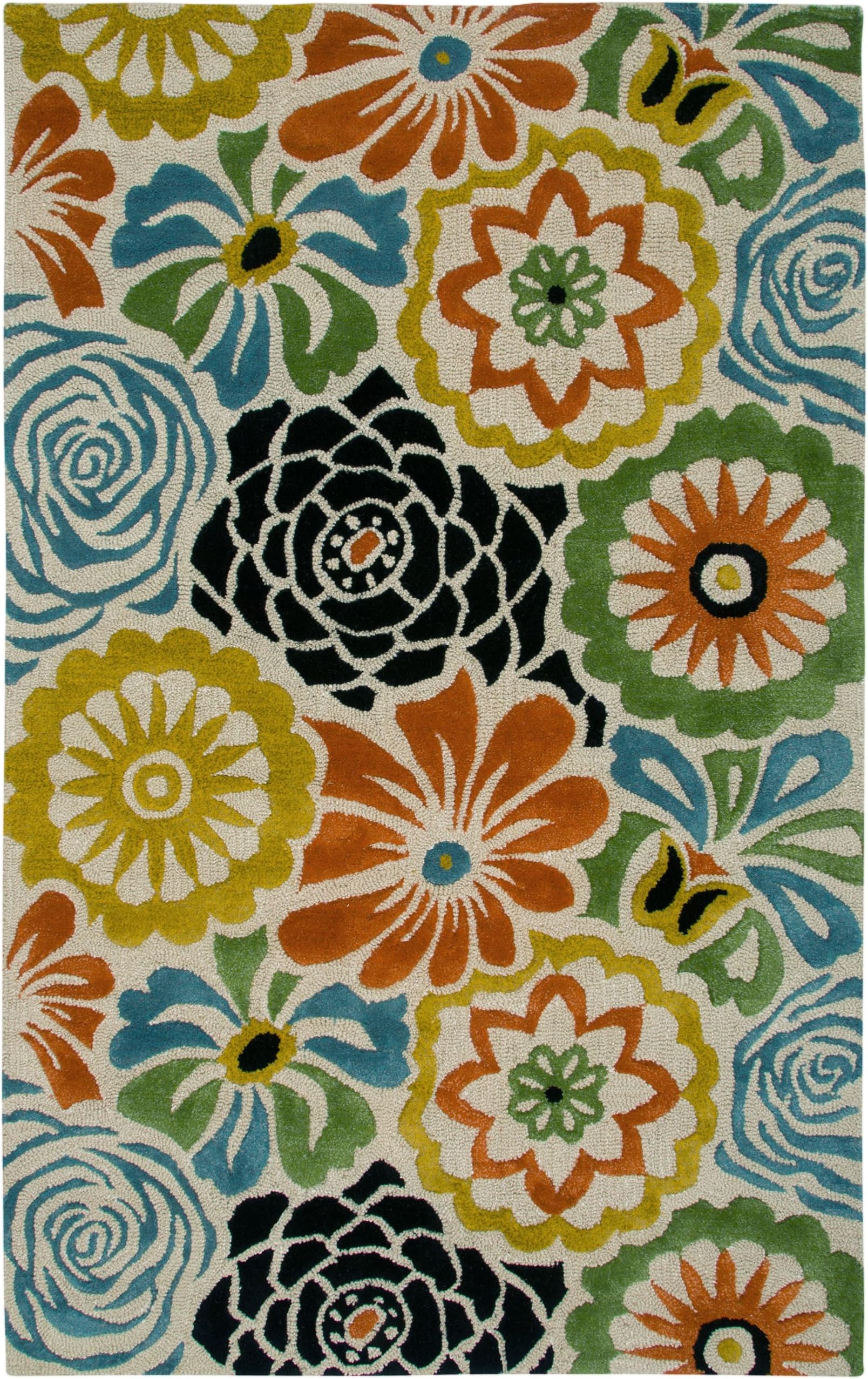 Rizzy Home Dimensions Collection Wool Area Rug, 8' x 10', Multi/Gray/Rust/Blue Floral