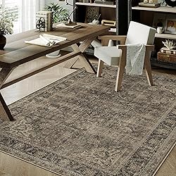 WondRg 4x6 Washable Brown Vintage Area Rug for