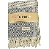 Bersuse 100% Cotton Hierapolis XL Throw Blanket for Couch - 100% Cotton Lightweight Durable Throw Blanket, Big Blanket for Sensitive Skin, Decorative and Versatile - 60x95 Inches, Black