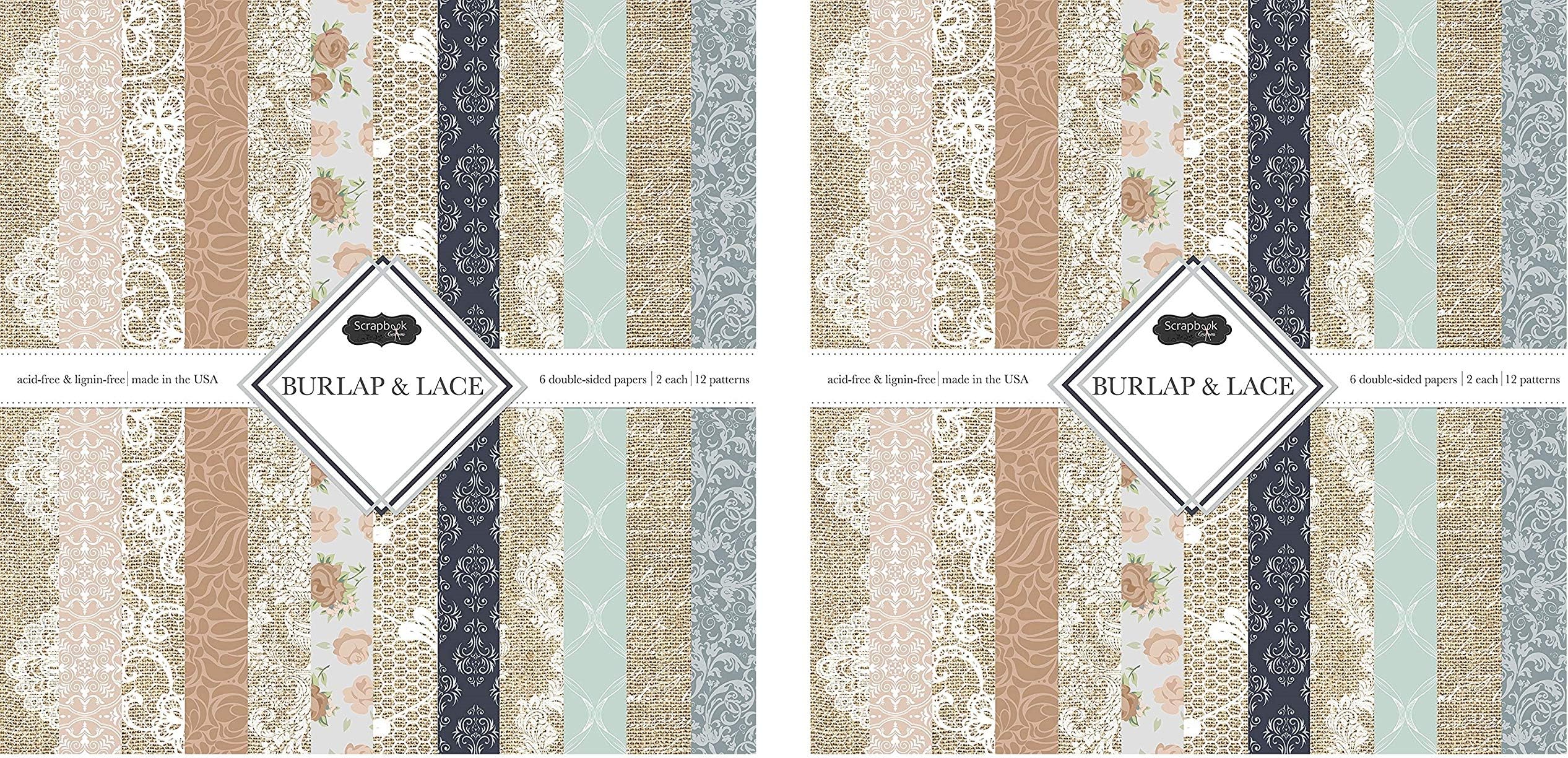 Scrapbook Customs Themed Paper Scrapbook Kit, Burlap & Lace (Тwo Рack)