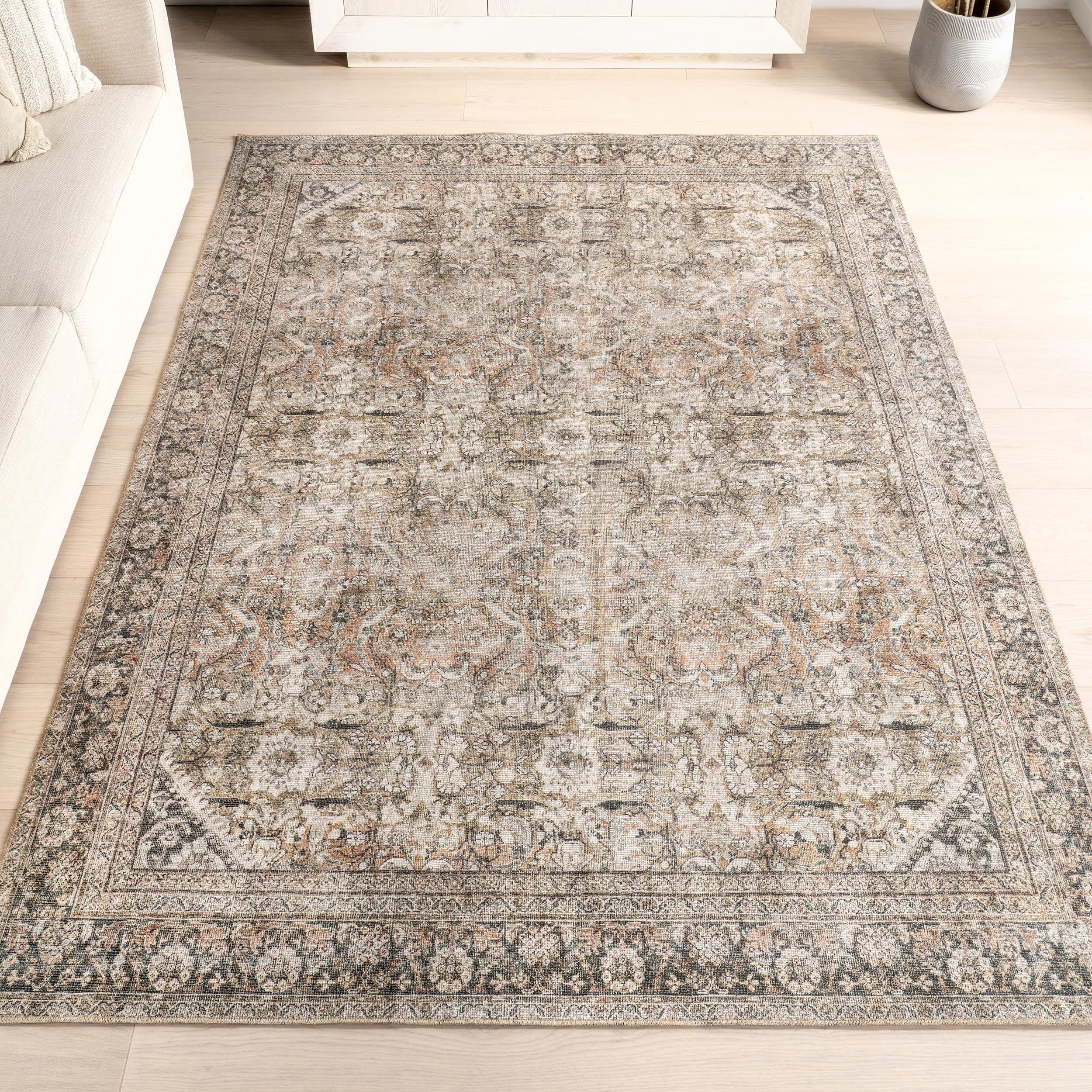 Photo 1 of (used)(please see all images) Area Rug, Traditional Vintage Distressed Medallion, Thick and Soft 8' squared 