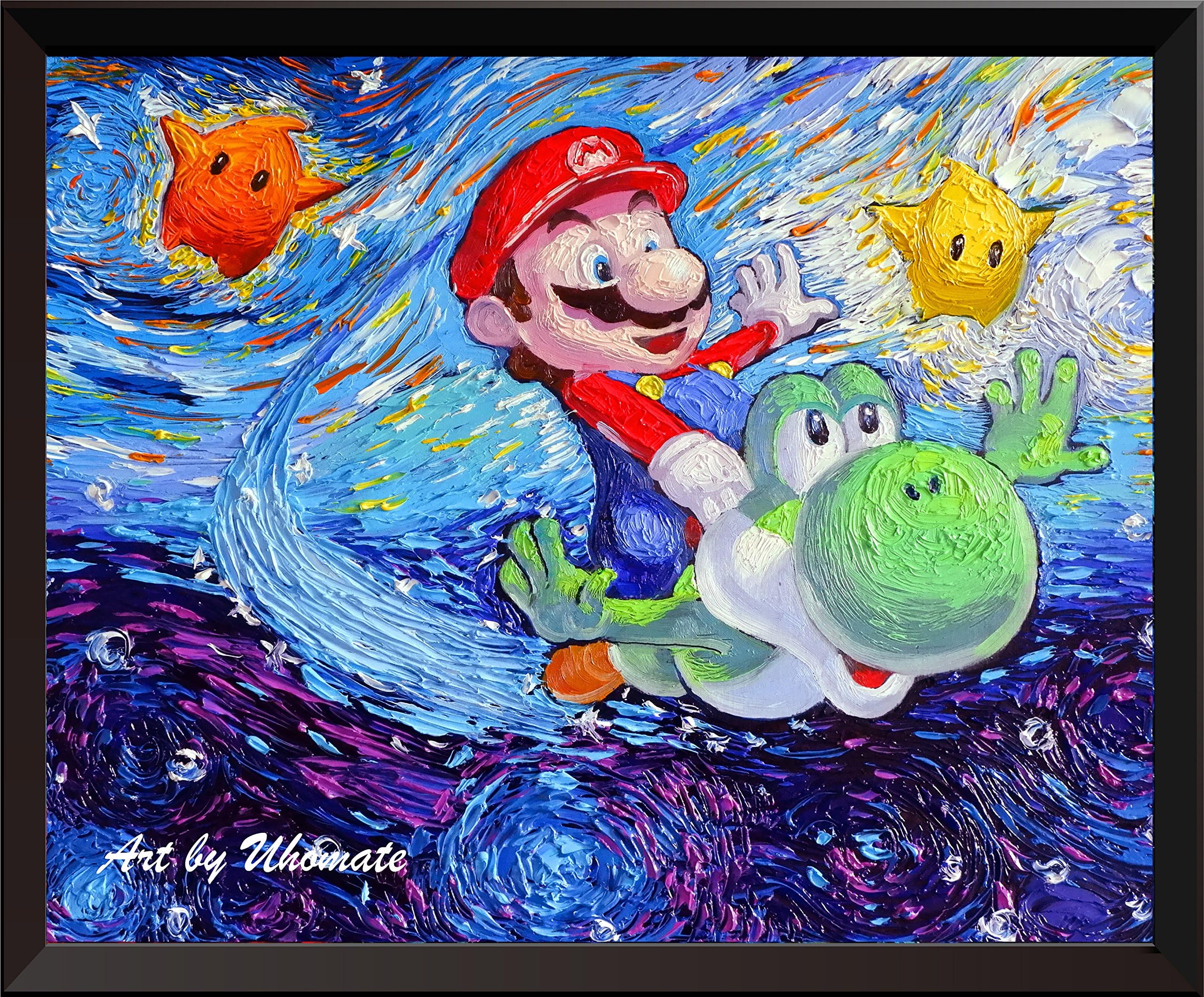 Uhomate Super Mario Bros Under The Sea Wall Decor Vincent Van Gogh Starry Night Posters Home Canvas Wall Art Print Anniversary Gifts Baby Gift Nursery Decor Living Room Wall Decor A083 (8X10)