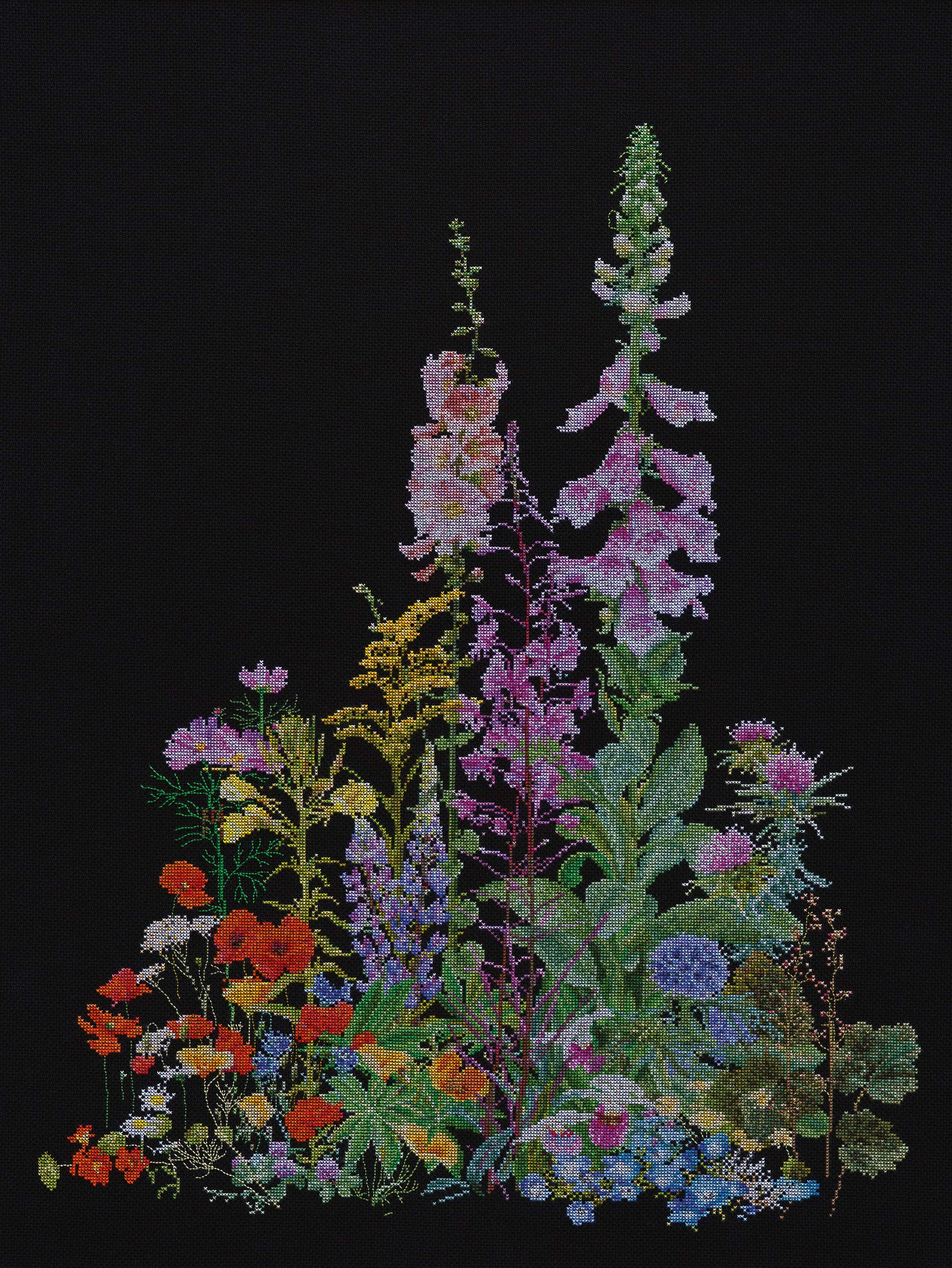 Thea Gouverneur American Wildflowers Cross Stitch Kit, 67 x 50 cm, Linen, Adult, Unisex, Realistic, Nature, Non-Foldable