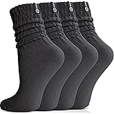 MOSEY KOSY Scrunch Cotton Socks, Slouch Calf Breathable Soft Socks for Women and Men, 4 Pairs