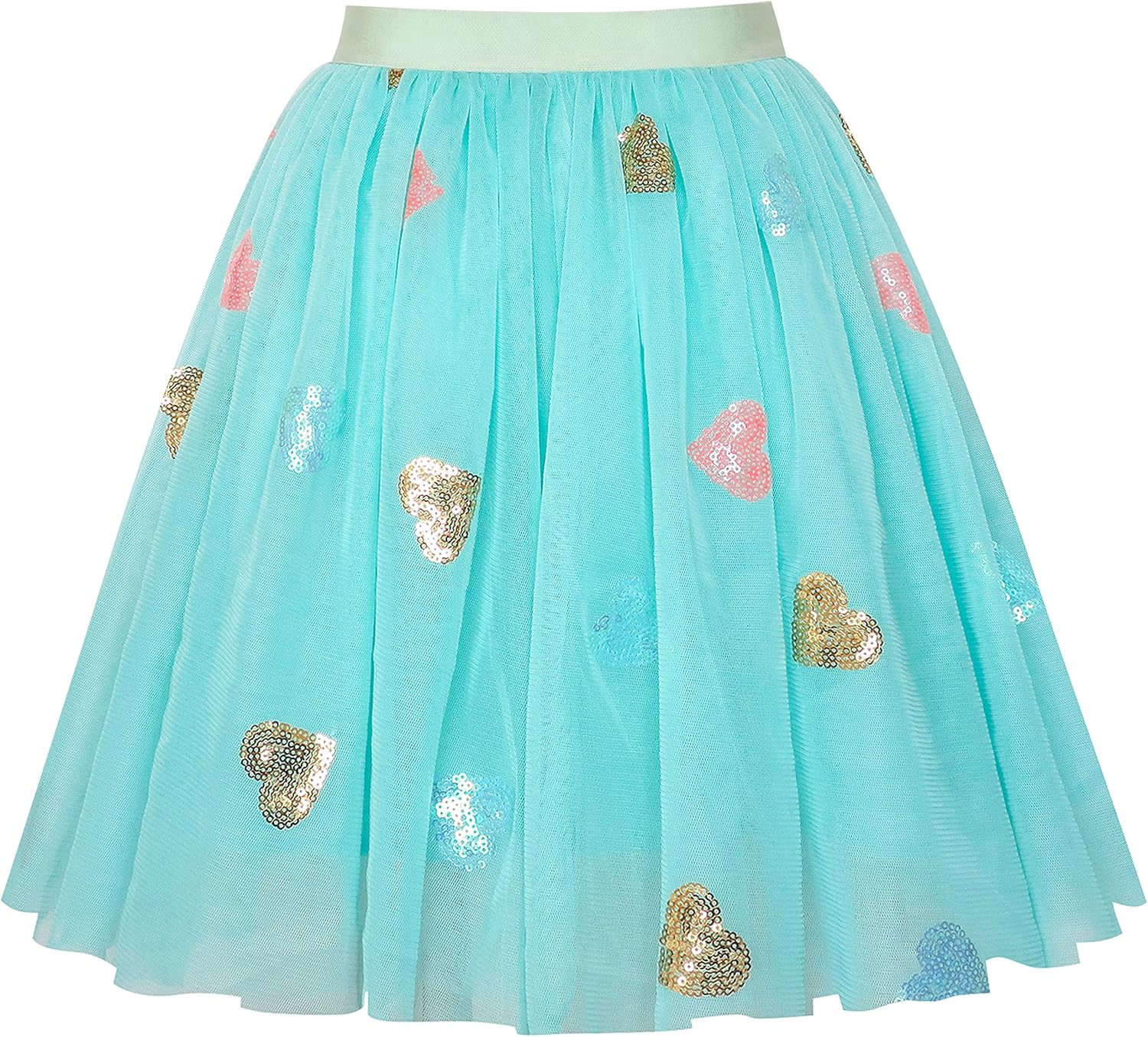 Sunny Fashion Girls Skirt Blue Heart Sequins Sparkling Tutu Dancing Size 2-12: Clothing