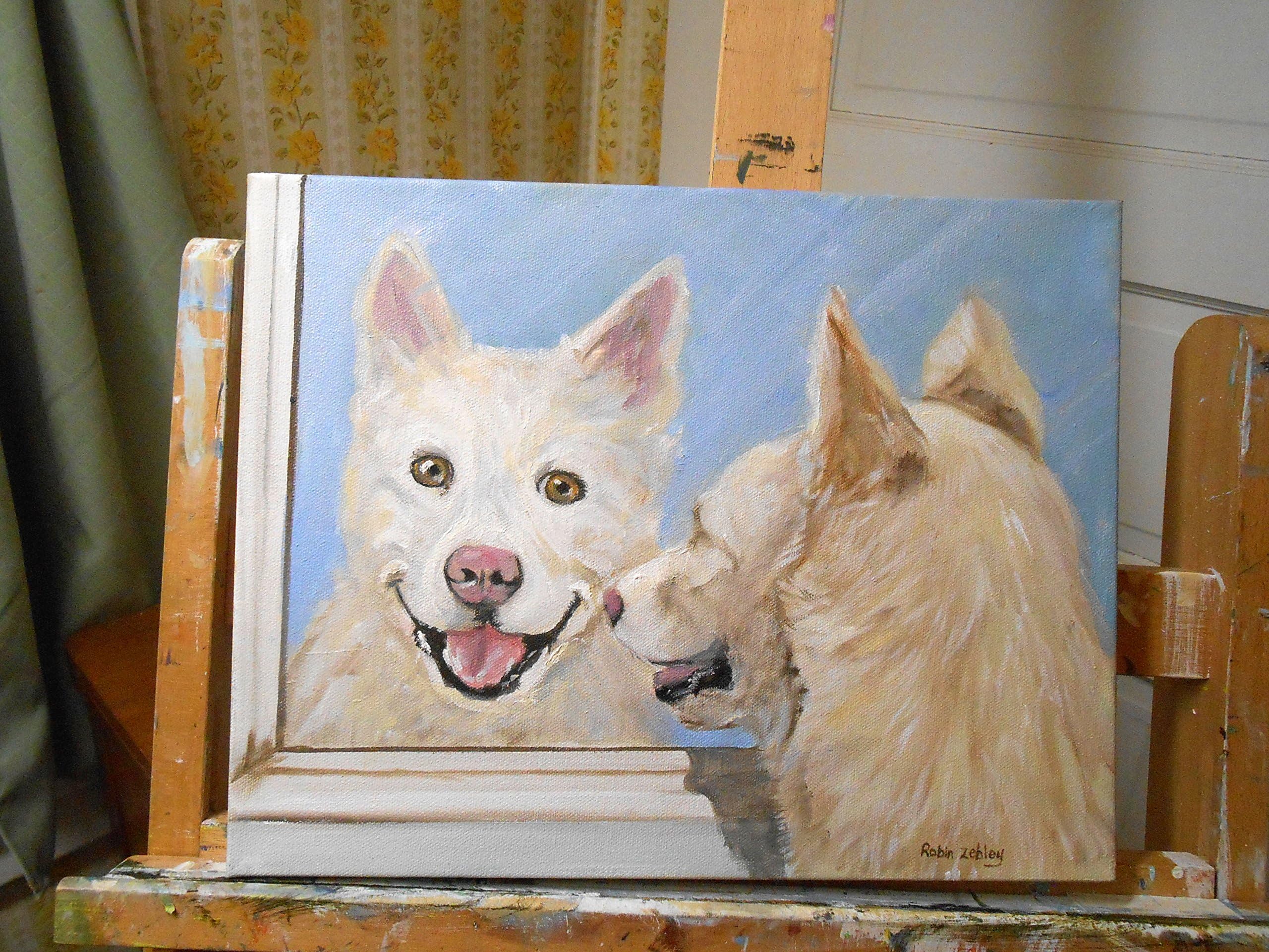 Custom Dog Portrait, Pet Painting, Oil Painting on Canvas from your photos by artist Robin Zebley