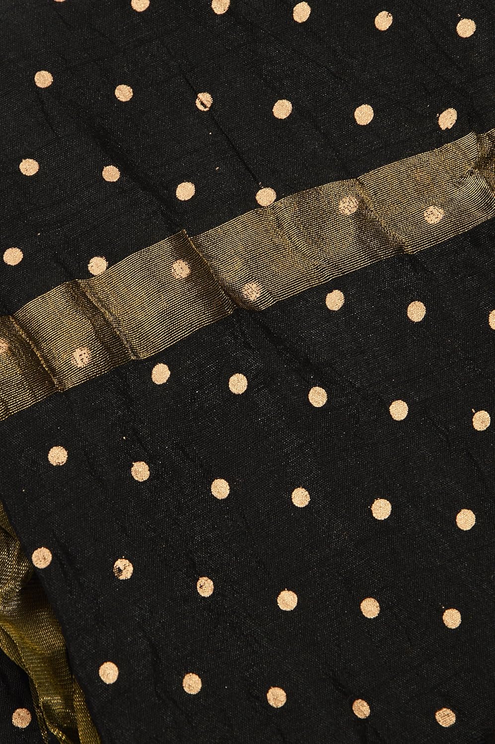 youthquake women's silk dotted block print dupatta with golden border