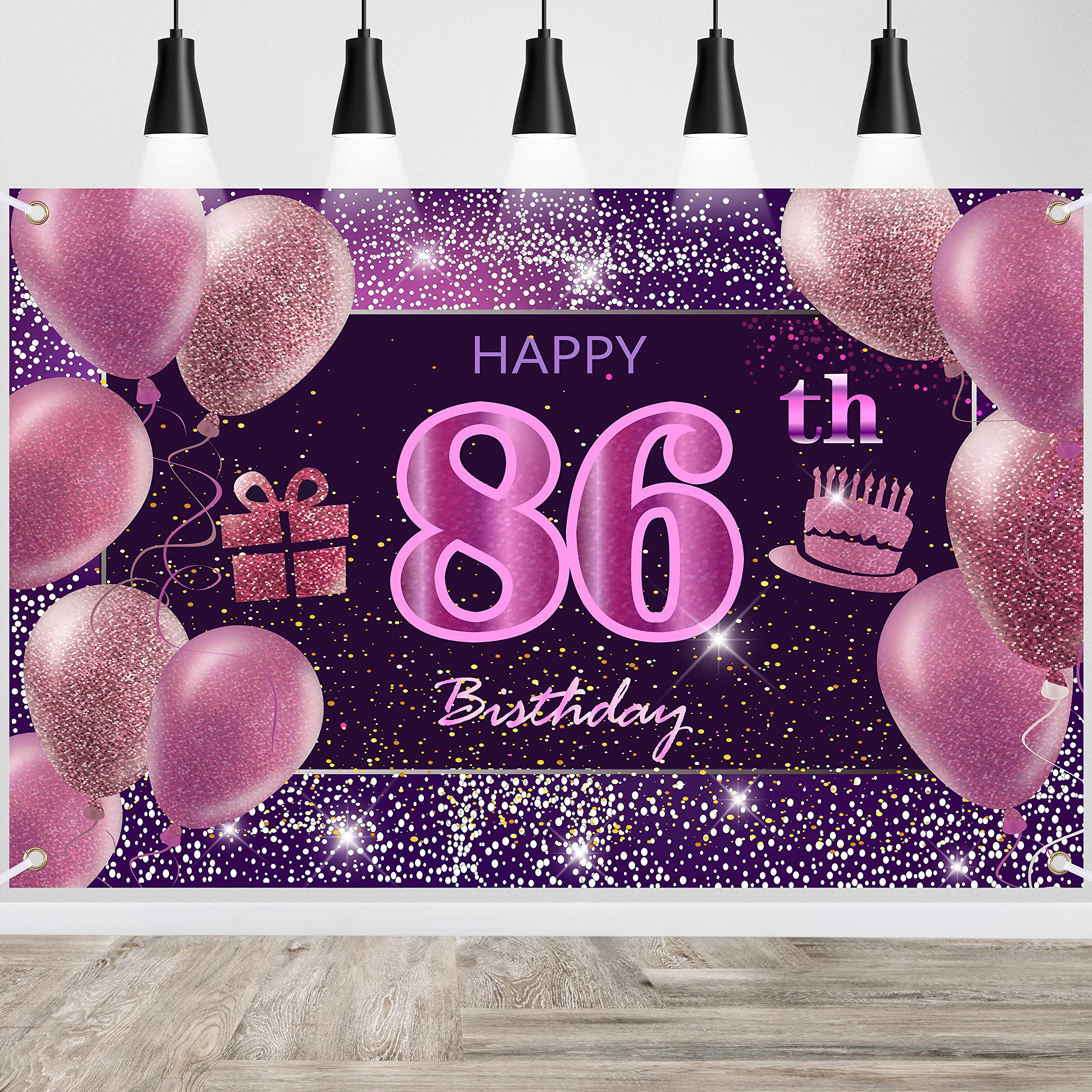 IMISI Happy Birthday Banner - Pink Birthday Backdrop Decorations for a Party