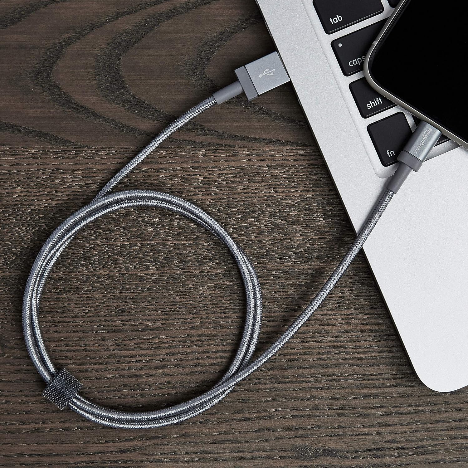 Basics Nylon Braided Lightning to USB Cable - MFi Certified Apple iPhone Charger, Dark Gray, 3-Foot (5-Pack)