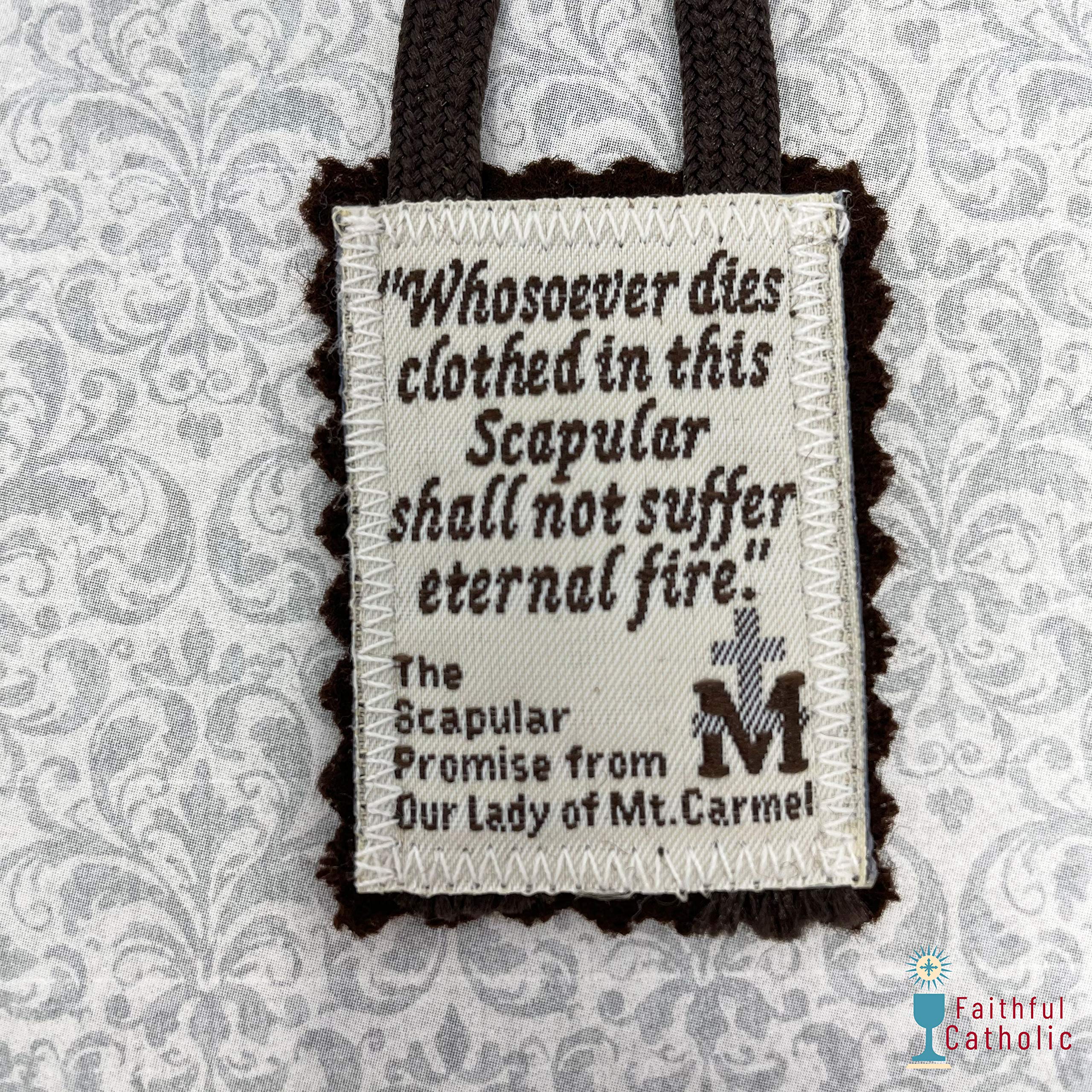 Brown Scapular Mt. Carmel 100% Wool Made in USA Handmade Quality (Single)