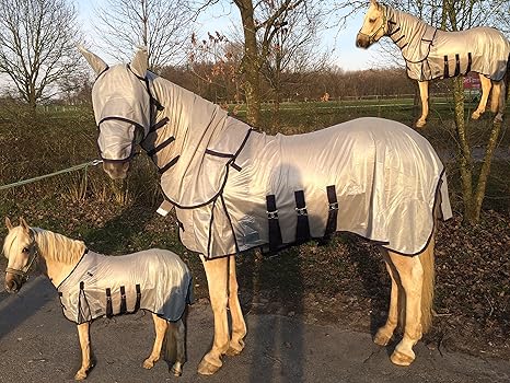 Hafer24 Ekzemerdecke Paris Fliegendecke mit Halsteil und Gesichtsmaske Gr.95-175