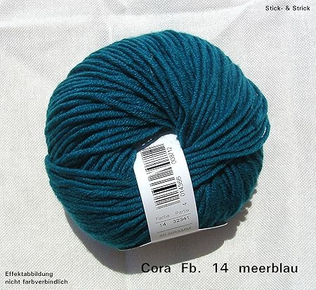 Cora 50 Gr Merino Wool Knitting Wool Yarn Colour 14 Sea
