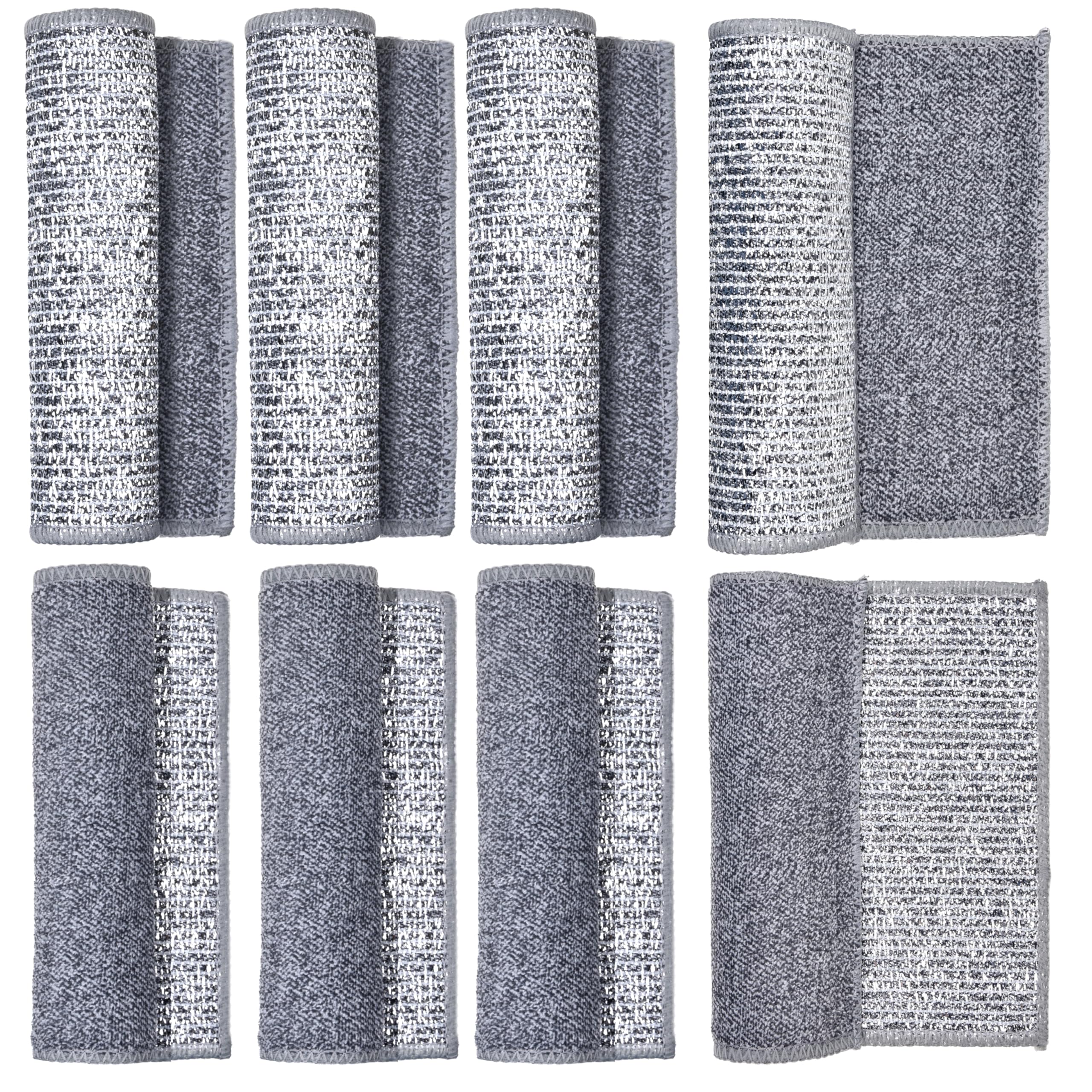 8Pack Double-Sided Wire Dishwashing Rag, Dish Rags, Non Scratch Wire Dishcloth, Dish Sponges Kitchen, Dish Scrubber, Cleaning rags for cleaning house, Kitchen Cleaning Cloths Scrub towels Pads wipes