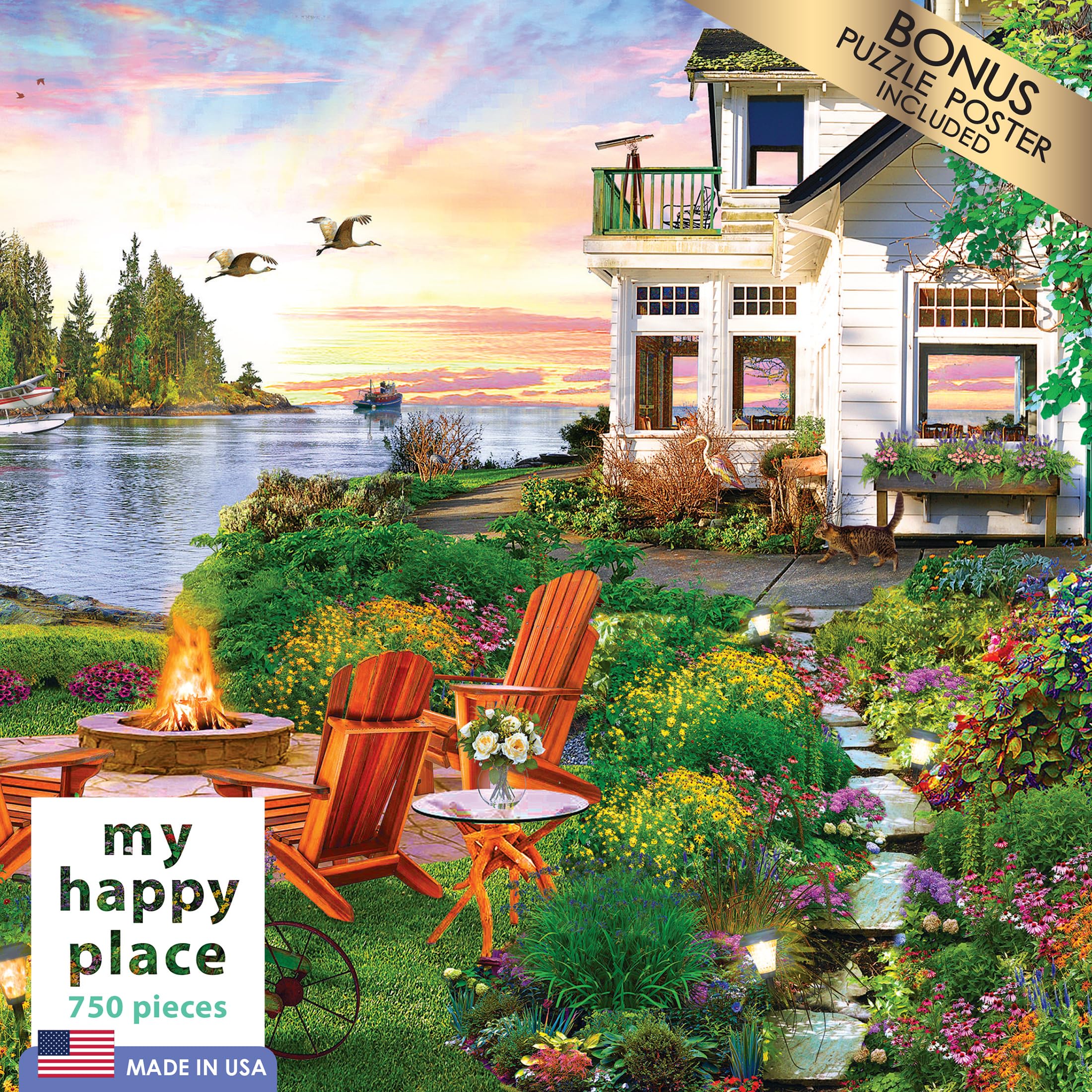 RoseArt - My Happy Place - Harbor House - 750 Piece Jigsaw Puzzle for Adults