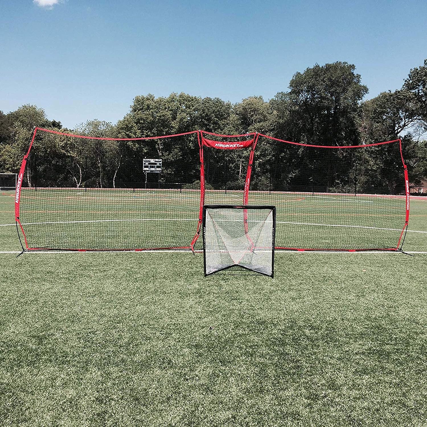 Rukket 12x9ft Barricade Backstop Net, Indoor and Outdoor Lacrosse, Basketball, Soccer, Field Hockey, Baseball, Softball Barrier Netting for Backyard, Park, and Residential Use (Connector) : Sports & Outdoors