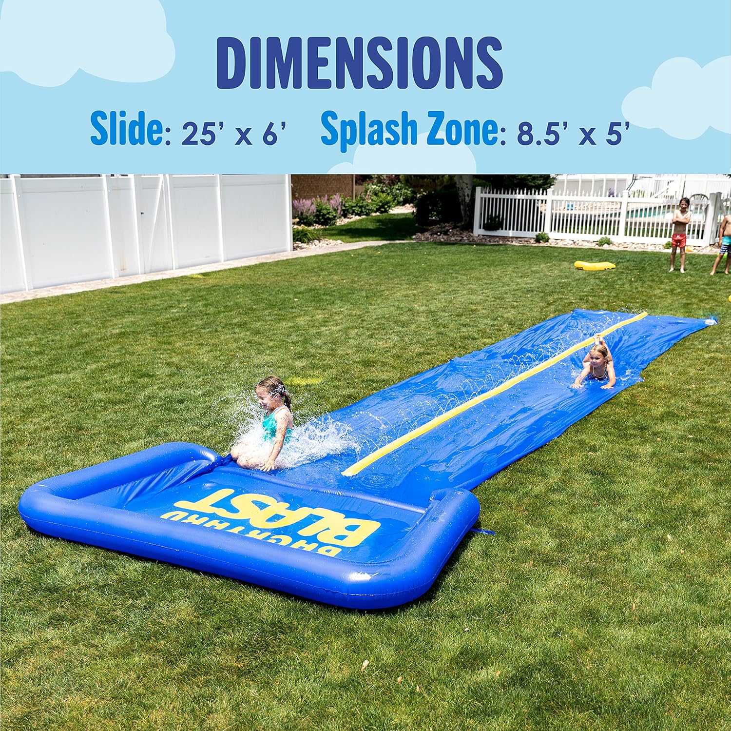 BACKYARD BLAST - 30' Waterslide with Splash Zone - Easy to Setup - Extra Thick to Prevent Rips & Tears: Toys & Games