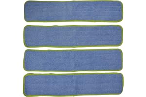 CleanAide Microfiber Wet Mop Pad Refill, 24 Inches, Green, Pack of 4