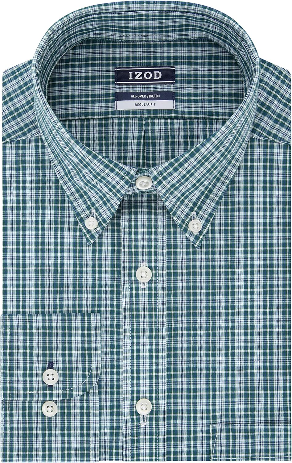 IZOD Men's Regular Fit Stretch Check Buttondown Collar Dress Shirt at  Men’s Clothing store