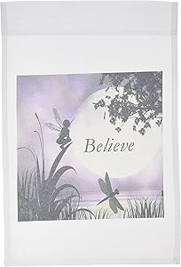 3dRose fl_35696_1 Believe, Fairy with Dragonflies with Moon and Purple Sky Garden Flag, 12 by 18-Inch