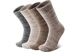Anlisim Merino Wool Warm Boot Hiking Socks Thermal Extra Thick Winter Cozy Crew Comfy Cushioning Work Women Men Socks 4 Pairs